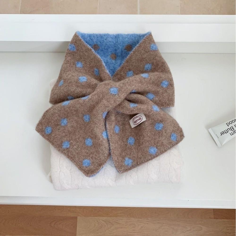 Cross Knitted Scarf Polka Dot Neck Warmer Scarf Gifts Neck Wrap  Daily Wear