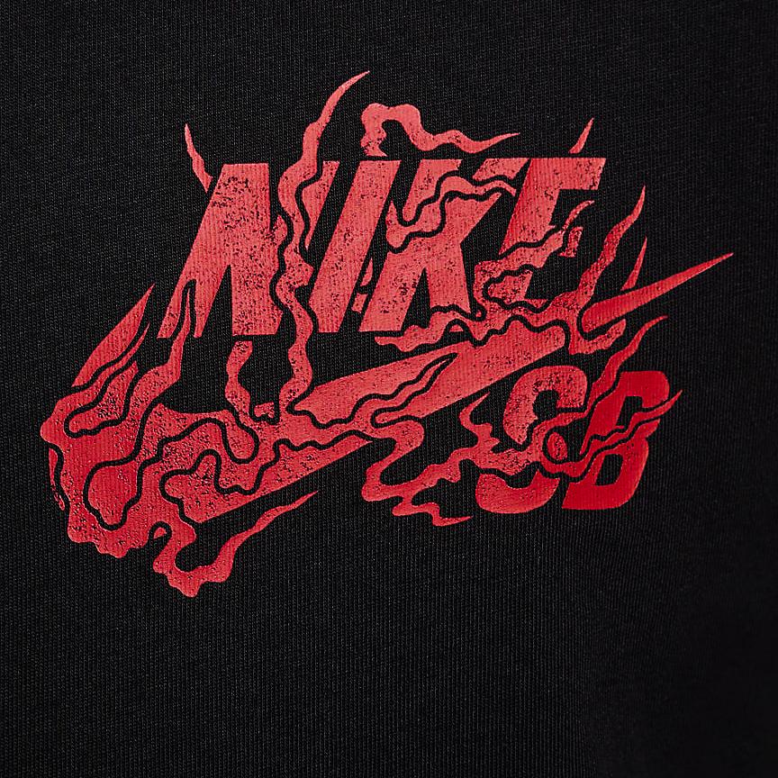 Nike Dragon Year CNY Series Гравюра на дереве с рисунком с круглым вырезом и коротким рукавом Скейтборд Американская футболка в стиле ретро Мужские топы Черные FQ3720-010