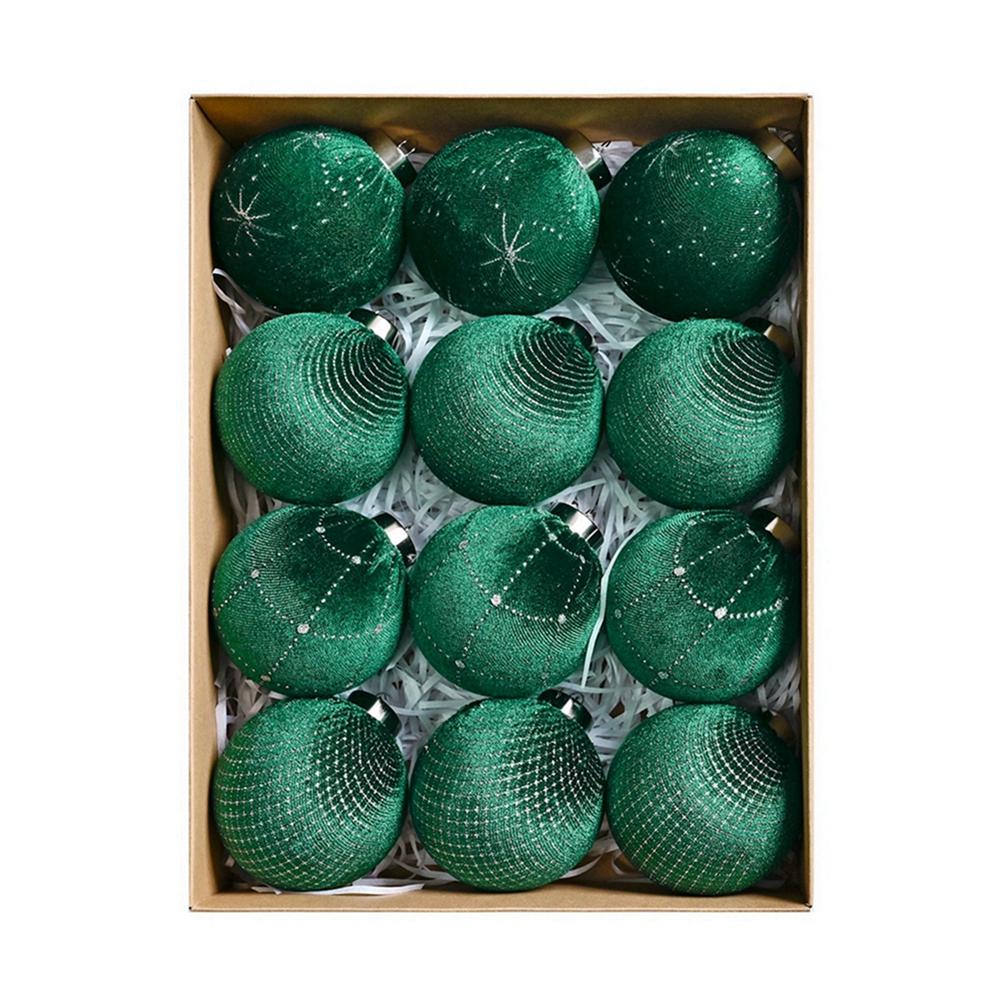 12pcs Velvet Christmas Balls Christamas Tree Pendant