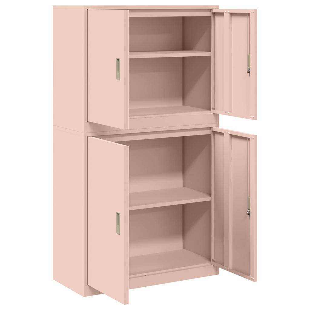 Storage Cabinet 2 pcs Pink 90 x 40 x 160 cm Steel