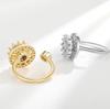 Copper Open Loop Ring With Moving Snowflake Pattern For Female Trendy Hand Accessories