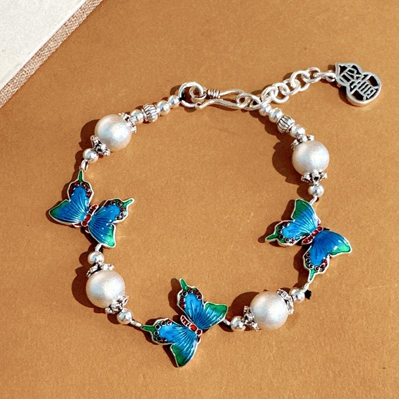 Браслет из серебра 999 пробы с тремя бабочками, универсальный, новый, китайская техника выжигания, регулируемый по граммам, женский аксессуар, оригинальный дизайн