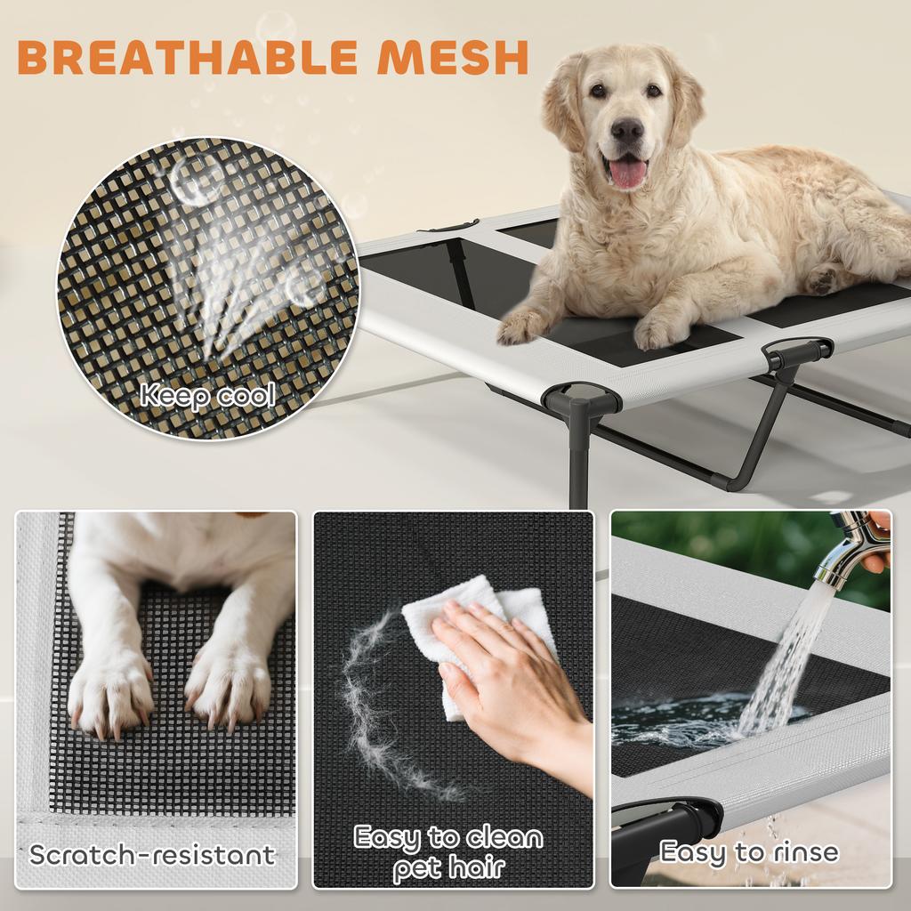 Portable Elevated Dog Bed with Removable Canopy, Cooling Raised Pet Cot for Large Dogs, 106 x 76 x 94 cm