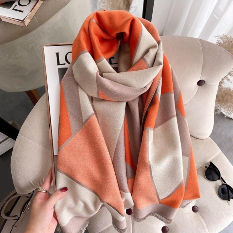 0G Thickened Version Retro Bird Scarf Women's Winter High-end Warm Scarf Imitation Cashmere Shawl