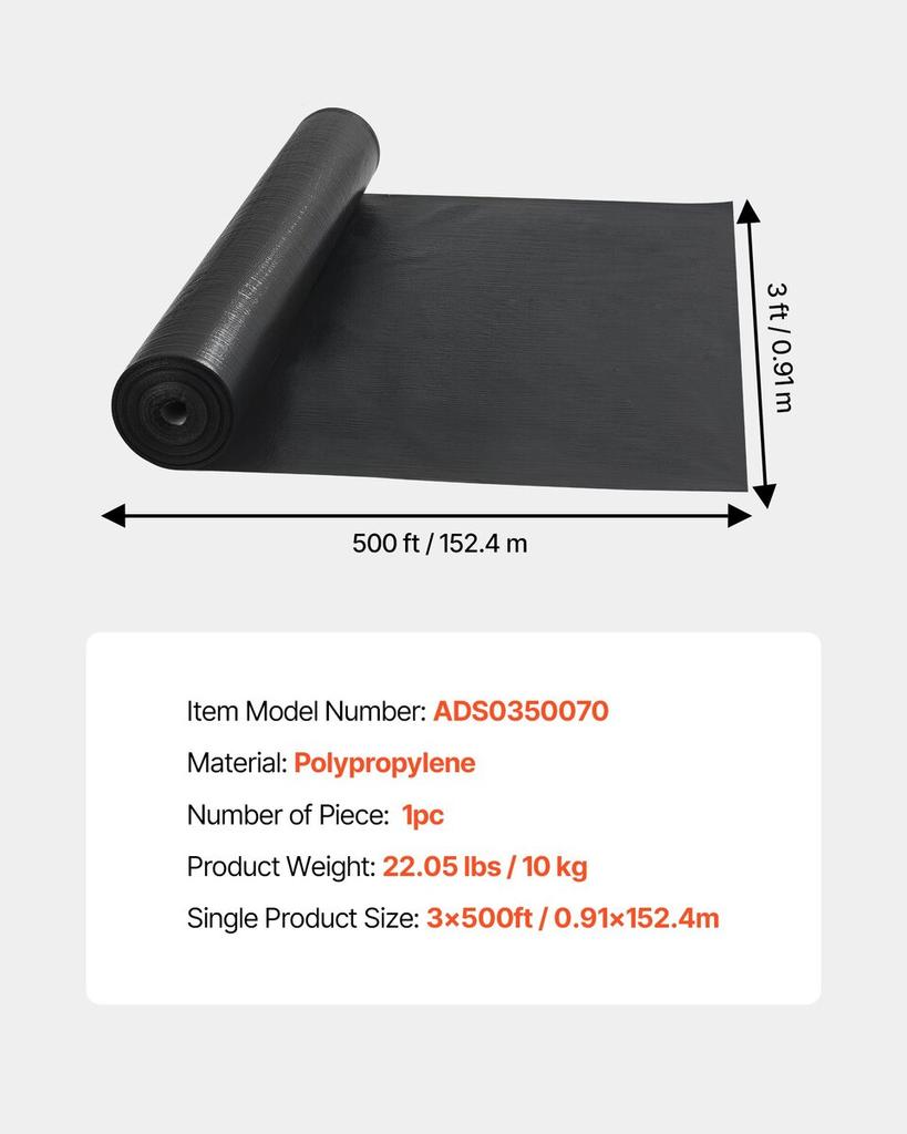 Silt Fence Fabric Roll, 0.91 x 152.4 m Erosion Control Fencing, Industrial Grade Tough Polypropylene Fabrics for Sediment Retention, Temporary Fabric