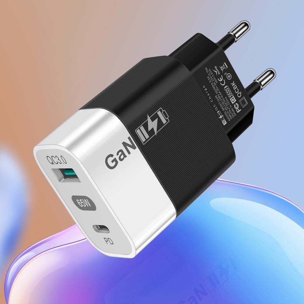 Новое 33-ваттное USB-зарядное устройство GaN с QC 3.0 и PD, поддерживает быструю зарядку 9 В и 12 В - Стандарт США/ЕС.