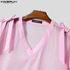Sleeve 34 Men Incerun Flare Mesh See Through Loose Party Club Shirts Tops