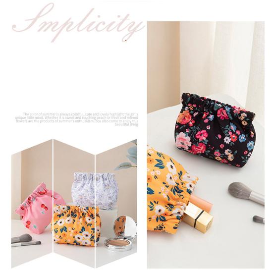Lipstick Bag Waterproof Floral Print Metal Spring Opening Portable Lightweight Commute Travel Makeup Bag Earphone Key Stoarge Pouch Cosmetic Bag