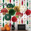 15 шт. рождественских бумажных фонариков, украшения, красные и зеленые помпоны, набор, веселый рождественский баннер для декора вечеринки в помещении и на открытом воздухе