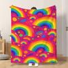 1pc Flannel Blanket Rainbow Circles Overlapping Pattern This Shawl/Blanket/Nap Blanket/Sofa Blanket Is Soft Comfortable And Warm S