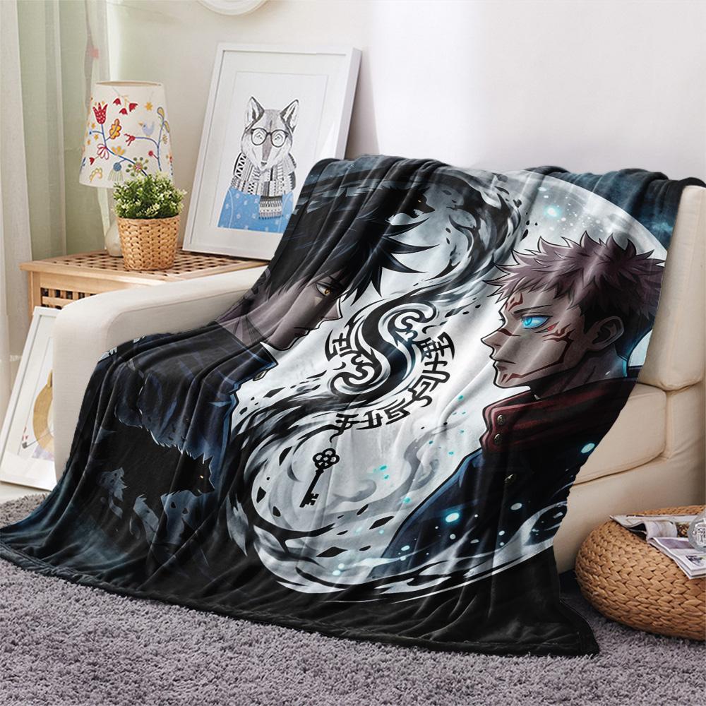 1PC Jujutsu Kaisen Patterned Flannel Blanket Suitable For All Seasons For Home Decor Warmth And Comfort Gifts Holiday Present