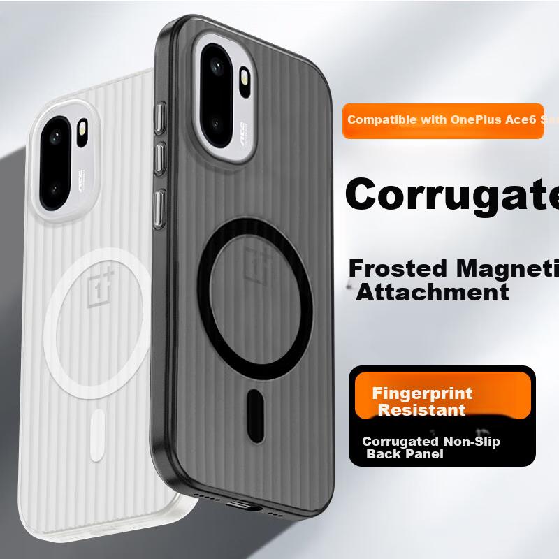 Sihuan Ke OnePlus Ace6 Phone Case Premium Anti-Drop Corrugated Stripe Matte Magnetic Protective Cover - Black
