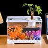 Transparent Desktop Fish Tank with Cover - Ecological Micro Landscape for Goldfish & Turtles