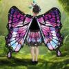 Butterfly Cloak for Kids Performance Cosplay Colorful Fairy Wing Costume with Fluttering Sleeves Layered Hem Carnivals Skirt Halloween Photography