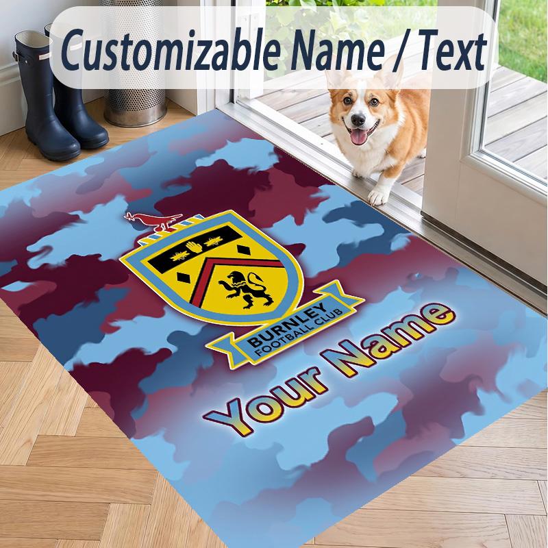 Custom Text Printed Rug Burnley Football Non Slip Floor Carpet For Home Room Decor
