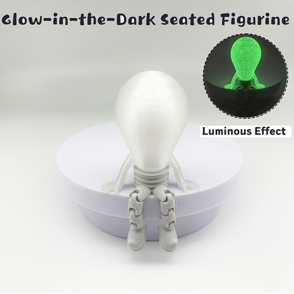 Plastic Luminous Sitting Figure Glow-in-the-Dark Mini Bulb Statue Car Interior Decor
