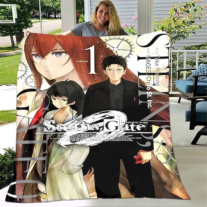 Steins;Gate printed throw blanket—lightweight,soft,warm;versatile blanket all seasons—perfect air-conditioning throw,nap blanket