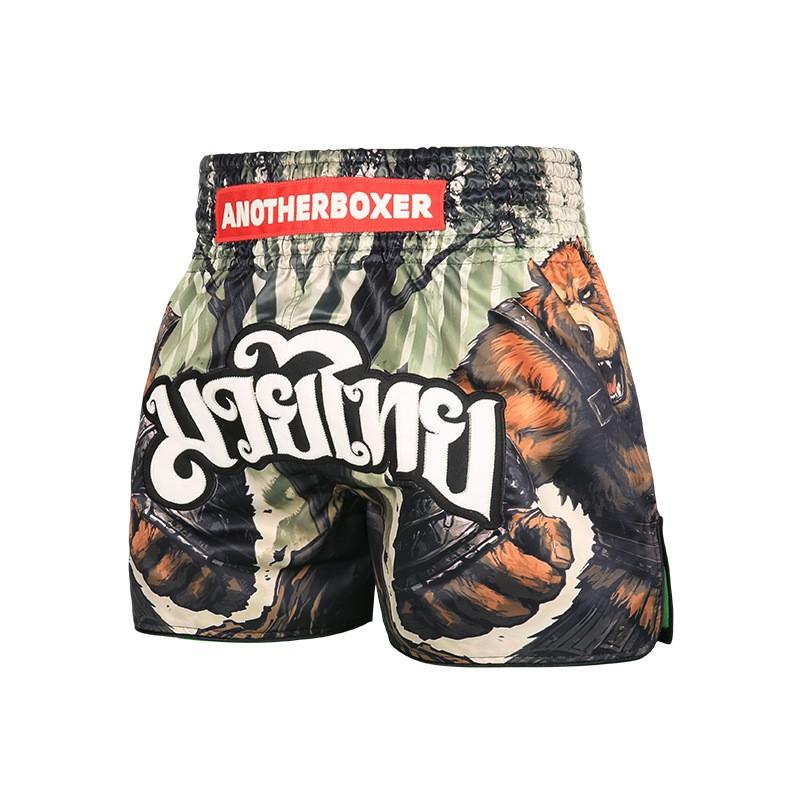 ANOTHERBOXER Forest Bear Muay Thai Shorts Training Fight Pants Men Women Gym Combat Sports