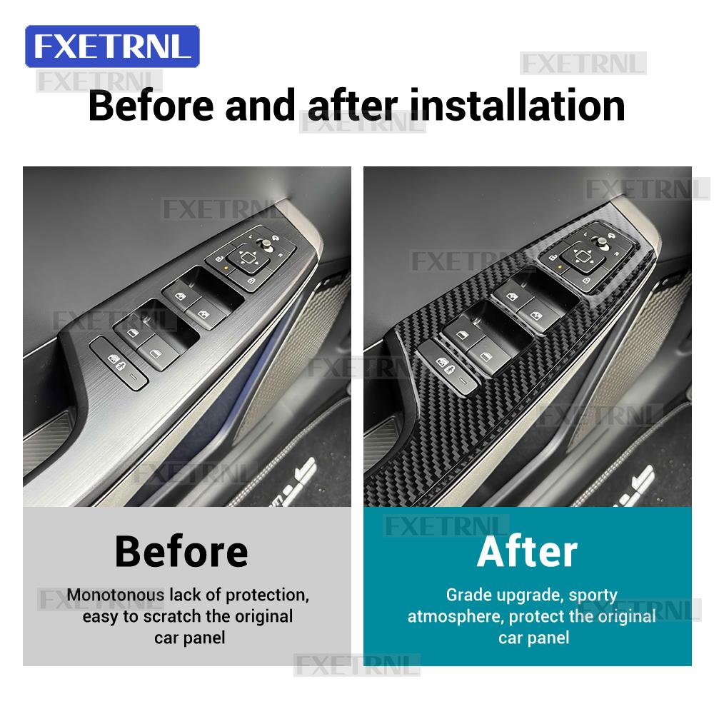 For Kia EV6 GT EV 2022 2023 2024 2025 Real Soft Carbon Fiber Sticker LHD RHD Car Window Lift Button Decor Frame Interior Trim