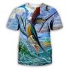 Summer Round Neck 3D Fish Printed Top Fashionable Casual Short Sleeved Children's Boy T-shirts
