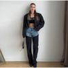 Patchwork Jeans for Women Straight High Waist Zipper Pockets ,Long Denim Pants ,Spring Lady Fashion High Street Trouser
