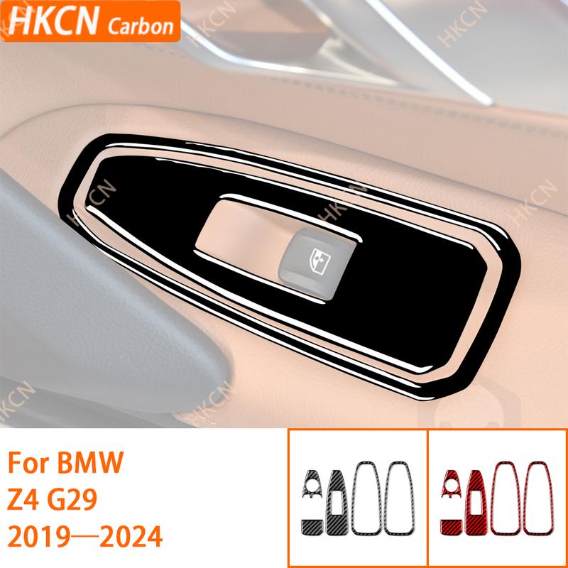 3K Carbon Fiber Sticker for BMW Z4 G29 —2025 Window Lifting Control Panel Cover Anti-Scratch Adhesive (Easy tall)