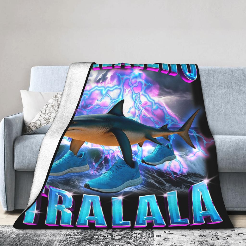 Tralalero Tralala Bootleg Funny Brainrot Italian Shark Meme TBlanket Warm Soft Bedding Throws Winter Couch Chair Bedspread