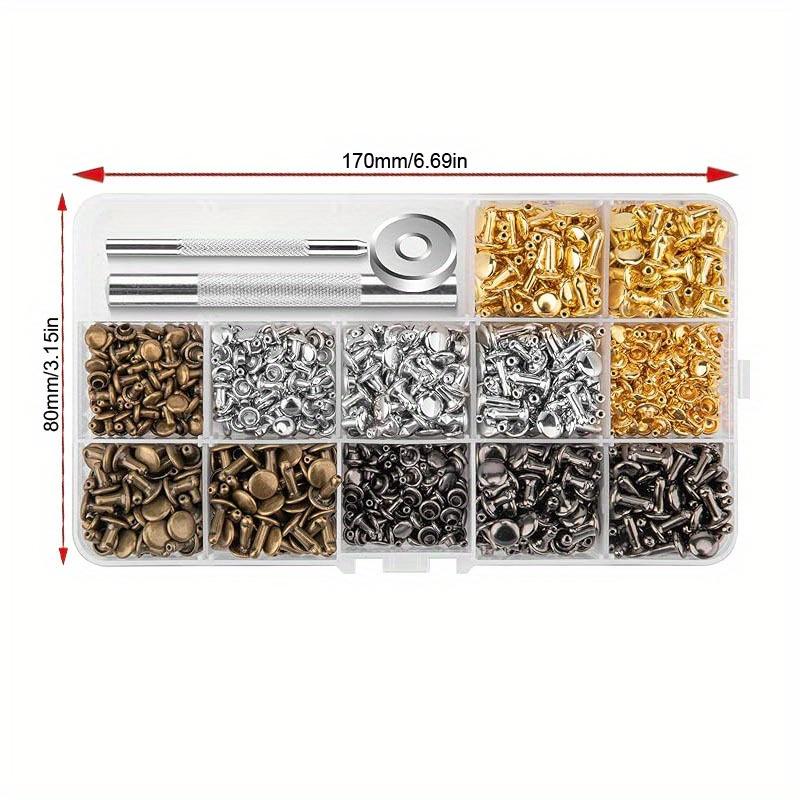 480 комплектов заклепок для кожи, комплект кожаных заклепок, 4 цвета, 3 размера, кожаные заклепки и кнопки для поделок из кожи