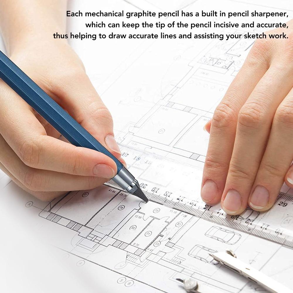 3pcs 5.6mm Lead Mechanical Carpenter Pencil Automatic Clutch Pencil Art Sketching