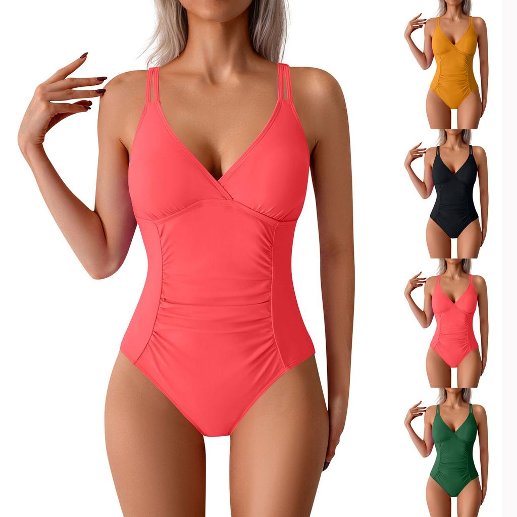 Women's Solid Swimwear Sense Bikini With Chest Pad No Steel Bra Swimwear