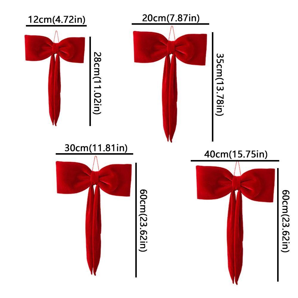 Flocking Christmas Bow Decoration Soft Butterfly Large Bow Decor Giant Bow Red Green Hanging Bowknot Christmas Party