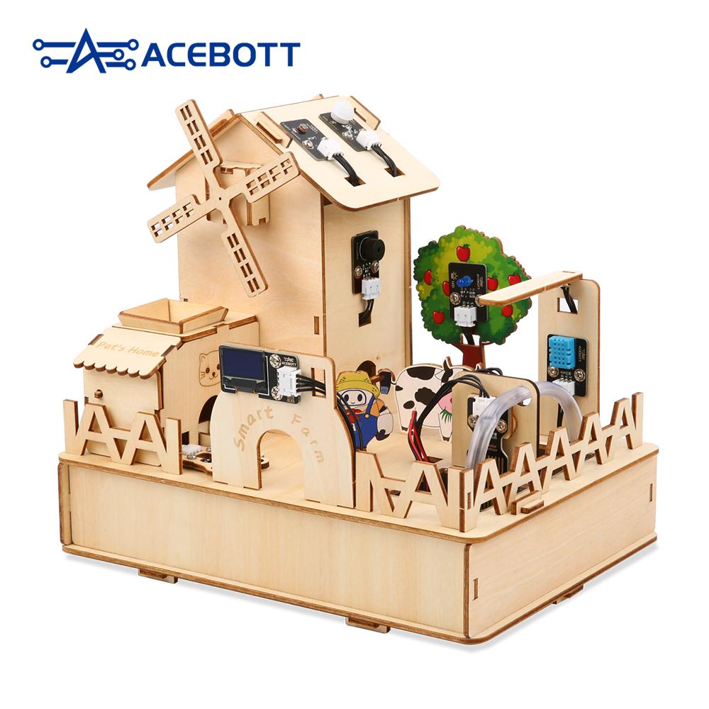 ACEBOTT ESP32 IOT Проекты Деревянный Дом STEM Умная Ферма Стартовый Набор Для Arduino