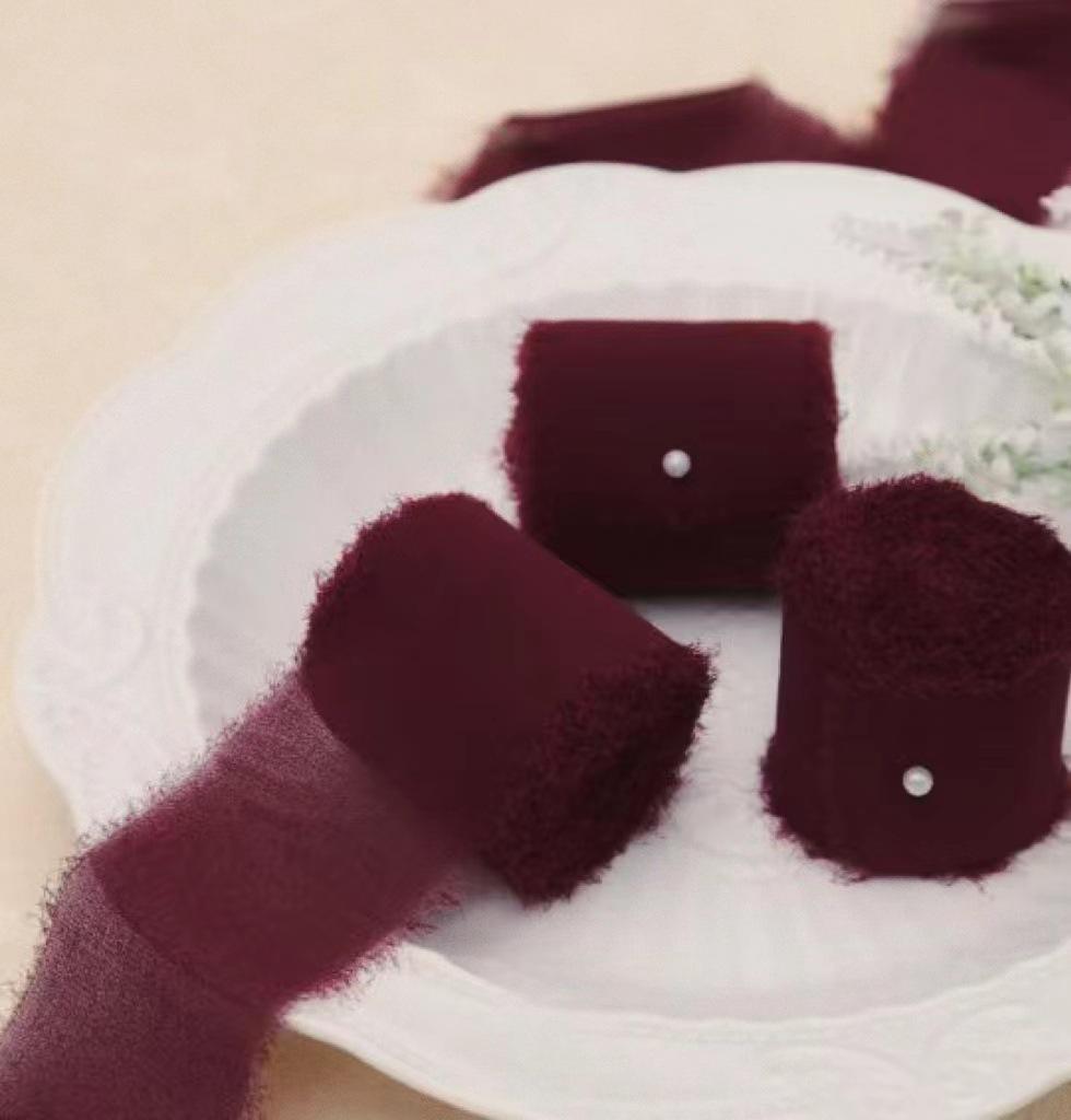 Chiffon Ribbon Bow with Frayed Edges for Weddings and Floral Arrangements