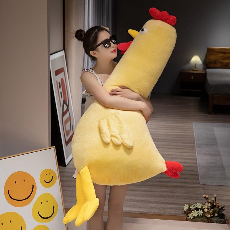 Small yellow chicken throw pillow plush toy doll yellow chick doll girl bed sleeping leg rag doll