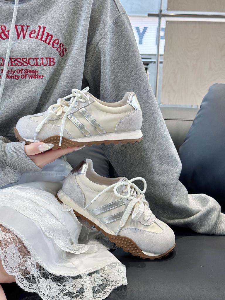 Кожаные ретро-кроссовки Forrest Gump женские весна 2025 года новая пара шнурков дышащая легкая обувь на платформе для спорта и отдыха