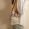 Bag summer trend fashion rainbow stripe woven messenger bag niche contrasting color design bag