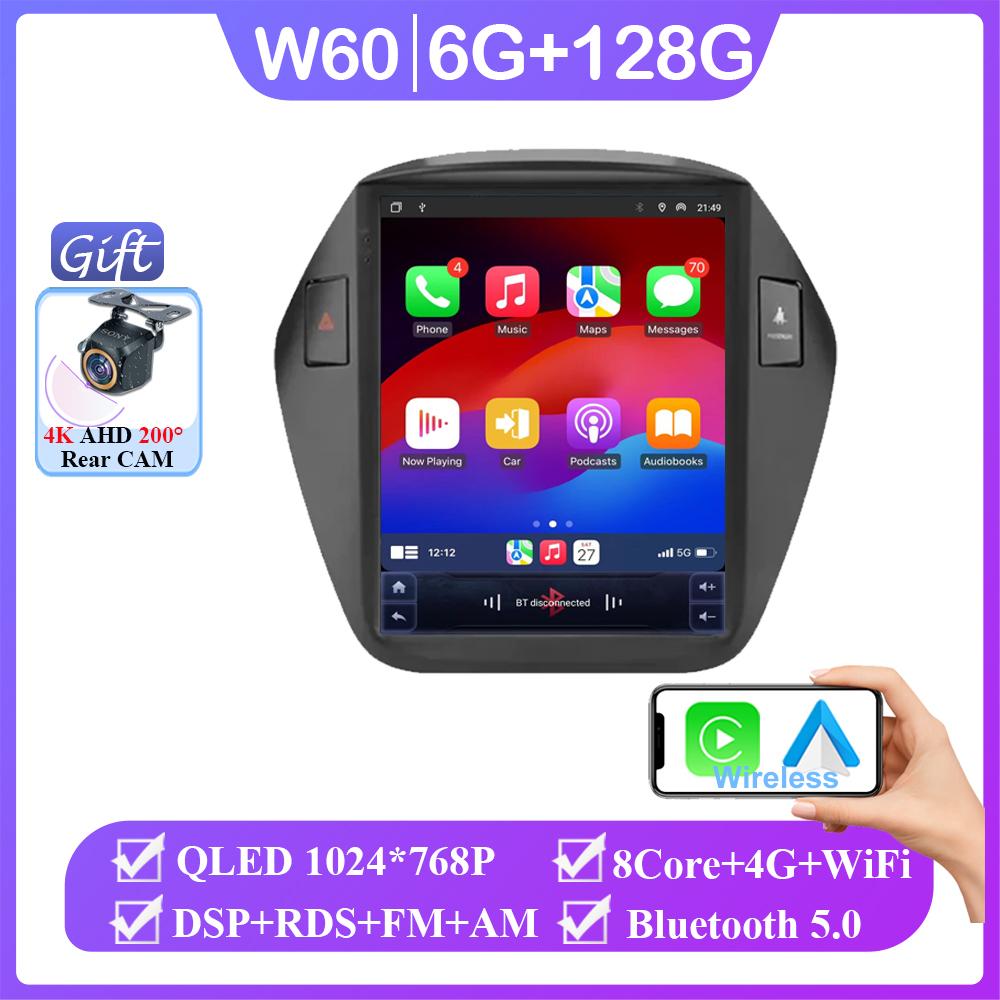 9,7-дюймовый Android 14 автомобильный радиоприемник для Hyundai IX35 Tucson 2009-2015 Мультимедиа Навигация 4G Carplay Стерео Головное Устройство Аудио Нет 2 Din DVD