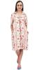 Short Sleeve Floral Print Off White Sleepshirt Women's Sleepwear Dress -