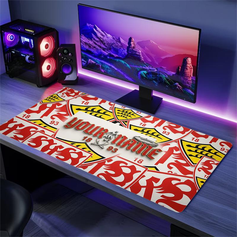 Custom Name,VfB Stuttgart Mouse Pad, Large Gaming Desk Mat, Non-slip XXL Mousepad for Laptop & Tablet, Mini PC Playmat with Stitched Edges
