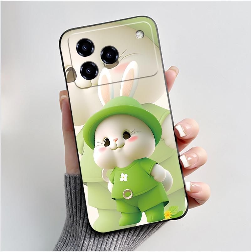 Чехол для ZTE Blade A76 4G /ZTE Blade A36 Милый Заяц с Сердечком Мультяшный Черный Мягкий Силикон Защитная Крышка Для Корпуса Телефона ZTE A76 A36