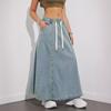 American Design Sense Elastic Waist Loose Large Skirt Denim Skirt Women Casual Long Skirt