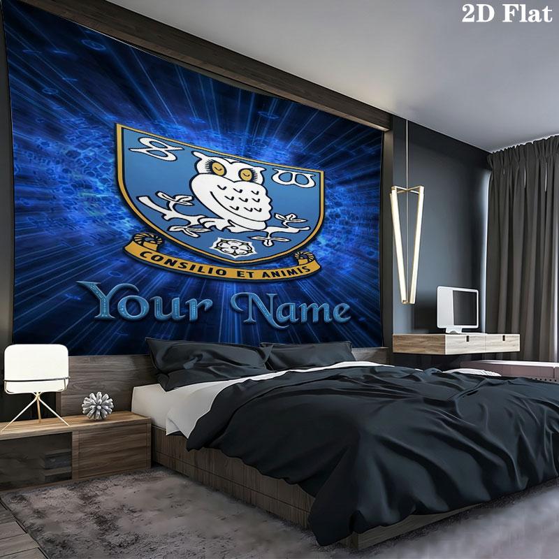 Sheffield Wednesday Football Club Custom Name Wall Tapestry Aesthetic Wall Hanging Printed Fabric Blanket Decorative Tapestries for Bedroom Living Roo