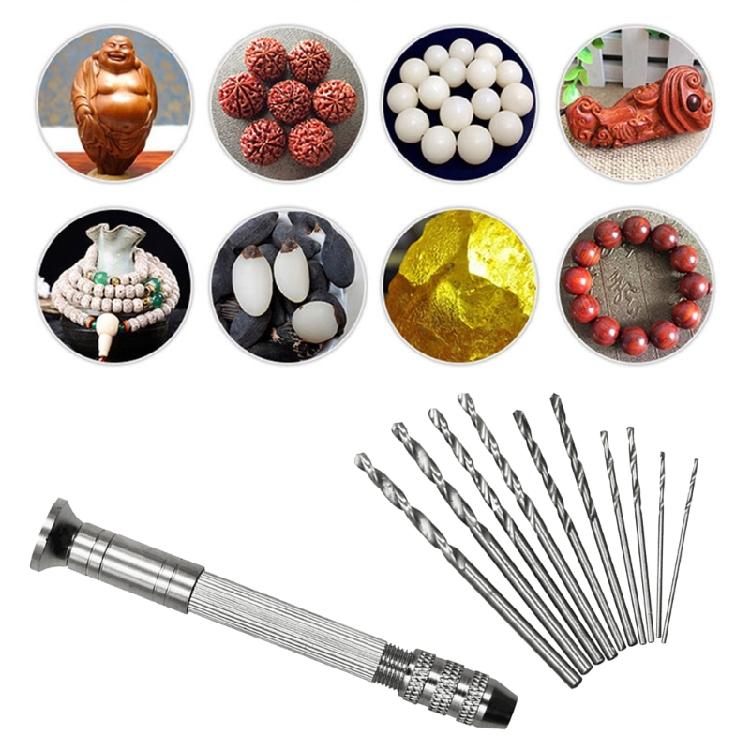 Ручная дрель Роторный инструмент Ручное спиральное сверло Алюминиевая ручная дрель для ювелирного дела, рукоделия, часового мастера, штифтов, работы по дереву