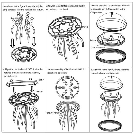 Yousheng Solar Jellyfish Lamp IP55 Водонепроницаемый плавающий светильник для бассейна RGB меняющий цвет светодиодный светильник для медуз для бассейна пруда аквариума