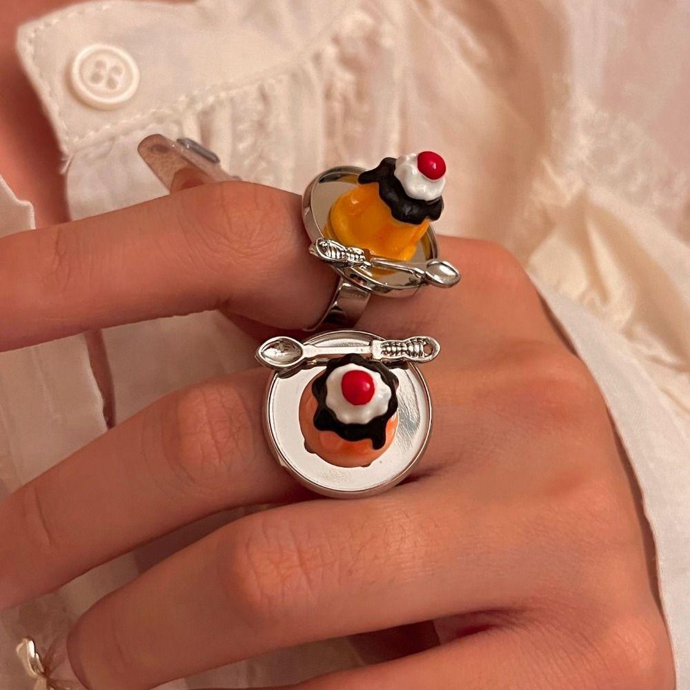 Spoon Mousse Cake Rings Open Adjustable Dessert Ring Exquisite Jelly Finger Ring Hipster