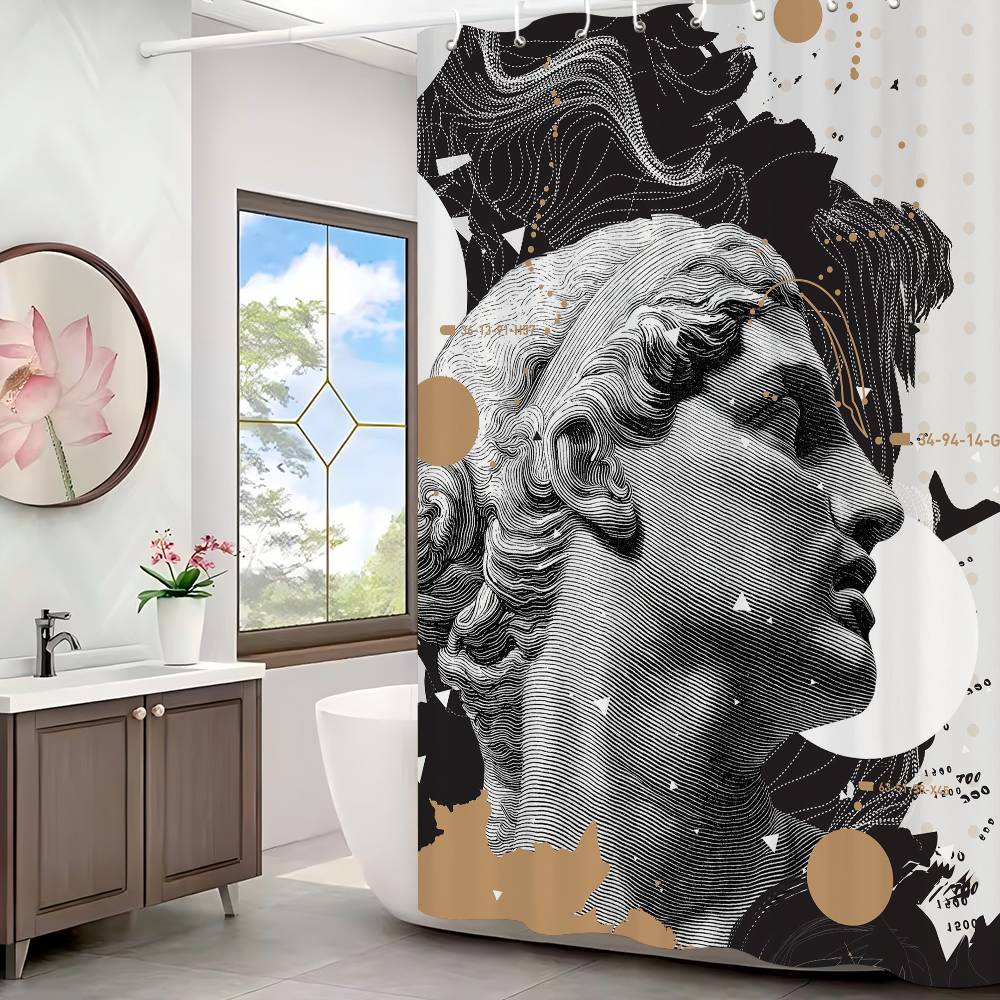 Статуя Давида Графический дизайнер Полиэстер Занавеска для душа Водонепроницаемая Устойчивая к ржавчине Люверсы Легкий уход Протирать насухо Прочная