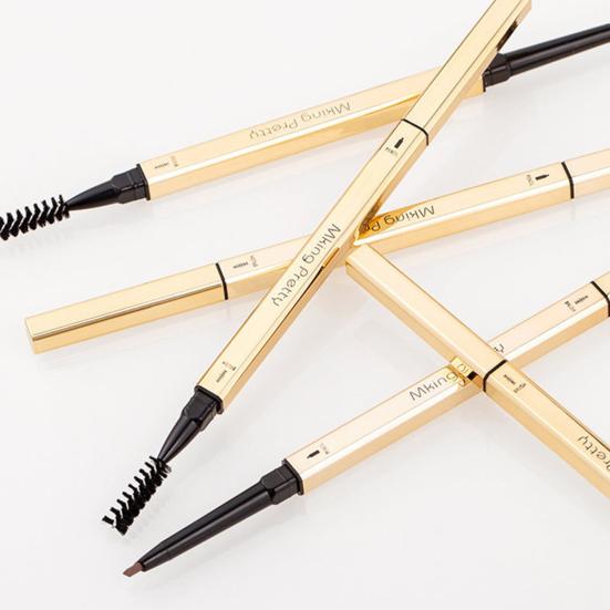 0.1g Eyebrow Filler Ultra-precision Long-lasting Double Head Square Gold Color Tube Beauty Brow Pencil for Women