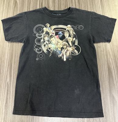 Dr. Who Graphic T-Shirt Small BBC Television Show Past Doctor's Black Vintage