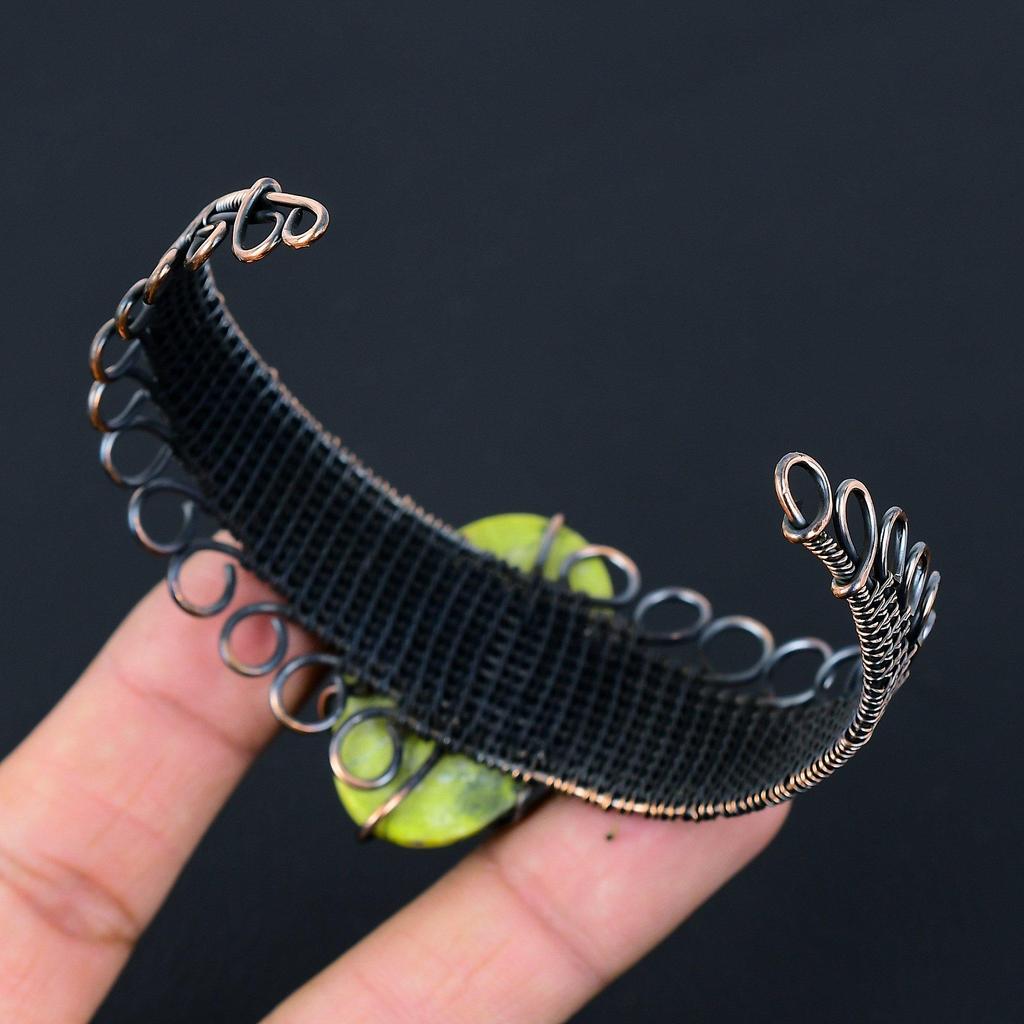 Стихит, драгоценный камень, чистая медная проволока, завернутая в манжеты/браслет ручной работы, ювелирные изделия