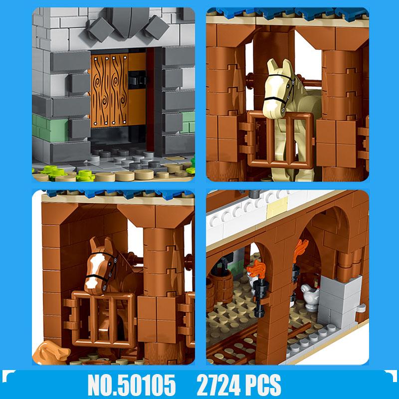 Средневековая серия городская конюшня модель строительные блоки городской конюшня кирпичи DIY развивающие игрушки подарки для детей друзья 2724 шт